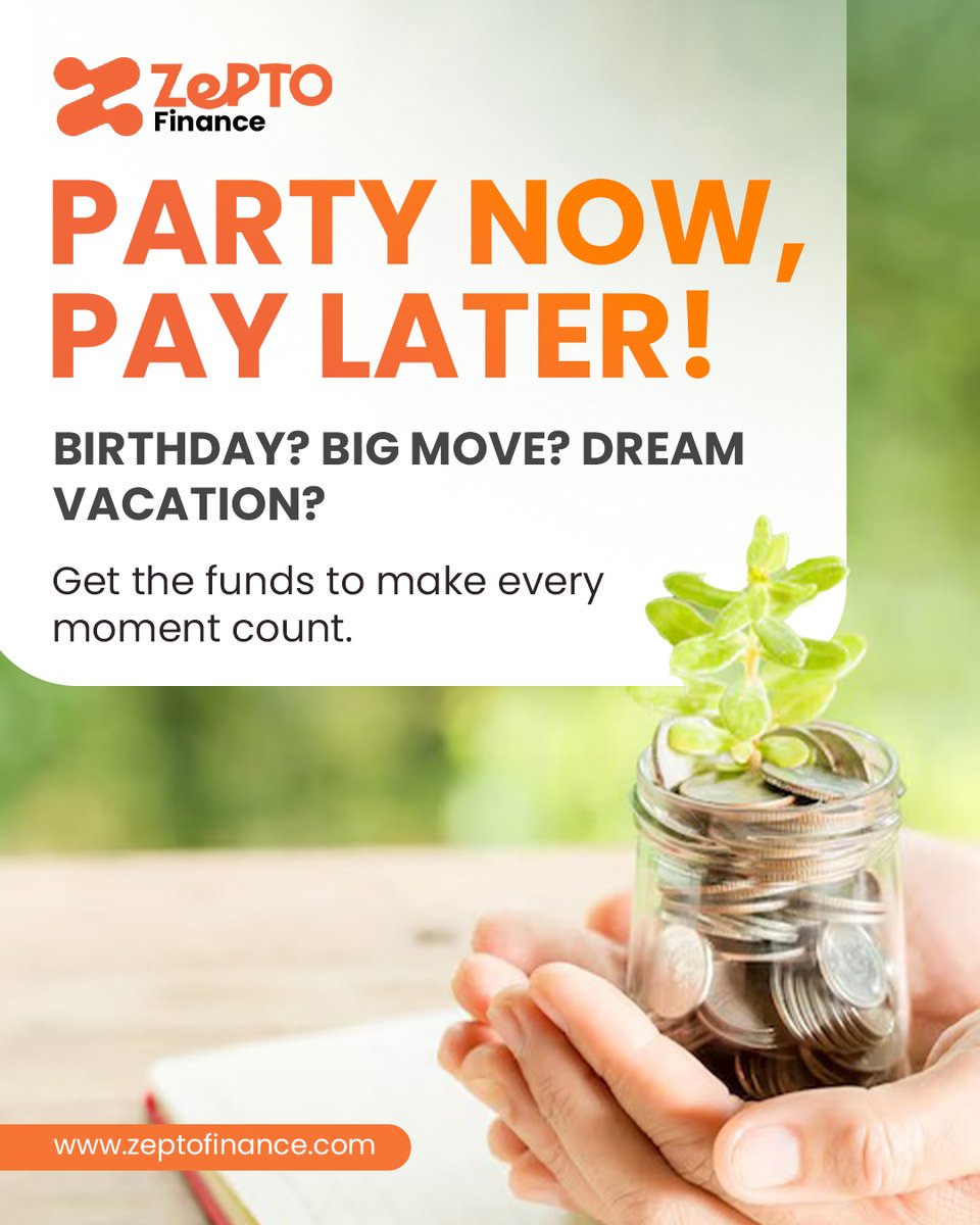 Zeptofinance's tweet photo. Big moments shouldn’t wait. 🎉✨
.
.
.
#ZeptoFinance #PartyNowPayLater #InstantLoan #PersonalLoan #DreamVacation #FinanceMadeEasy #QuickFunds #LiveMoreStressLess #SmartBorrowing #DigitalFinance https://t.co/qaZ2lq87ZI