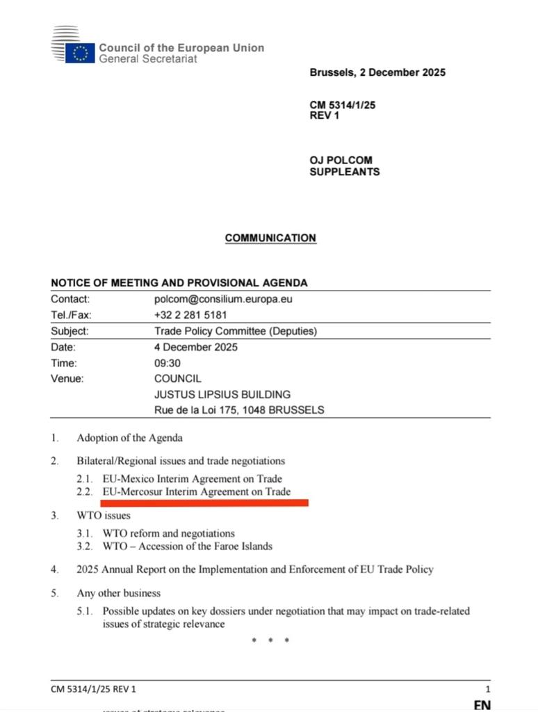 AGENDA EU Trade Policy Committee (Deputies)
4 December 2025

data.consilium.europa.eu/doc/document/C…