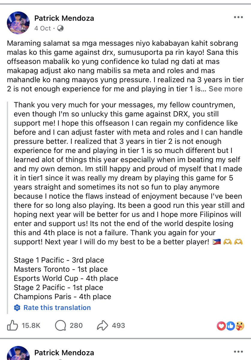 NlNGGUANGG's tweet image. from his fb post back in oct where patmen said hope next year will be better for us now he’s benched paper rex say sike RN this isnt funny 😭😭😭😭