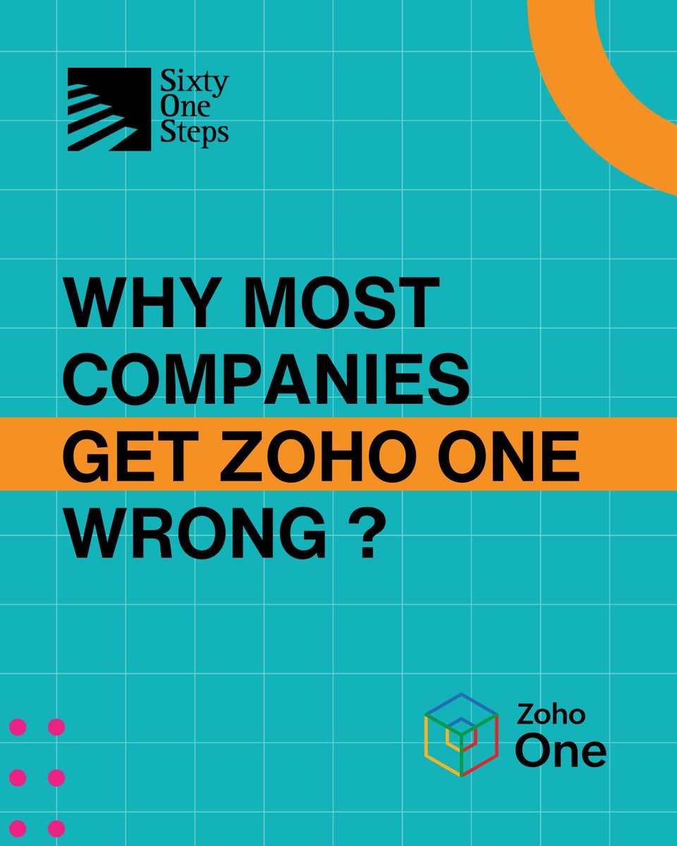 Sixty_One_Steps's tweet photo. Most companies treat Zoho One like a collection of tools. That's why they fail.

Zoho One isn't about buying 45+ apps at a good price. It's about building an ecosystem 

👉 https://t.co/WveLXGrjAV https://t.co/Z29DarwME4