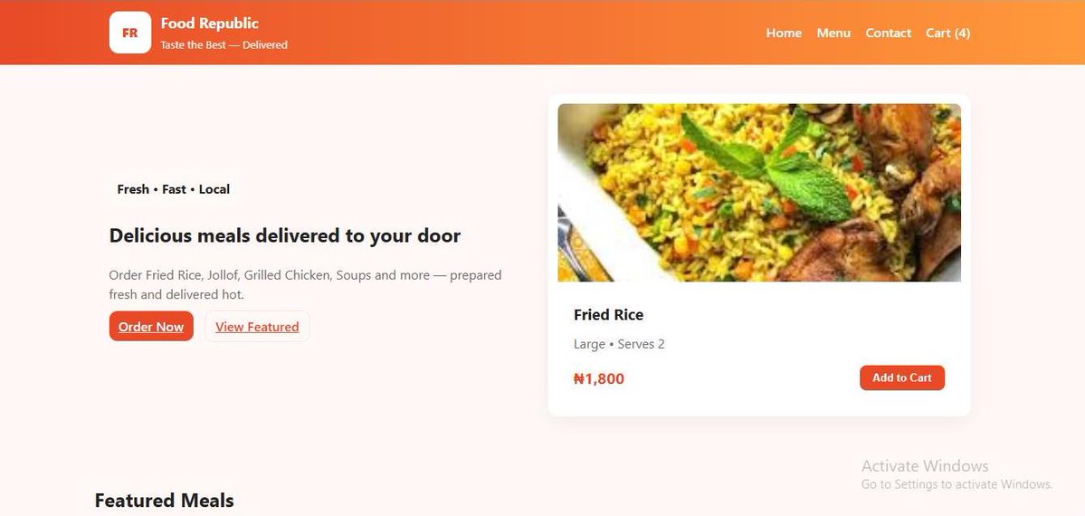 Webs_crypt's tweet image. A thread🧵🧵

Day 1: The Big Reveal
Hook: Announcing the completion.
Visual:  The homepage hero section.📷
Project Launch: Food Republic – A Pure Frontend Experience! 📷

#FrontendDevelopment #WebDev #JavaScript #HTML5 #CSS3