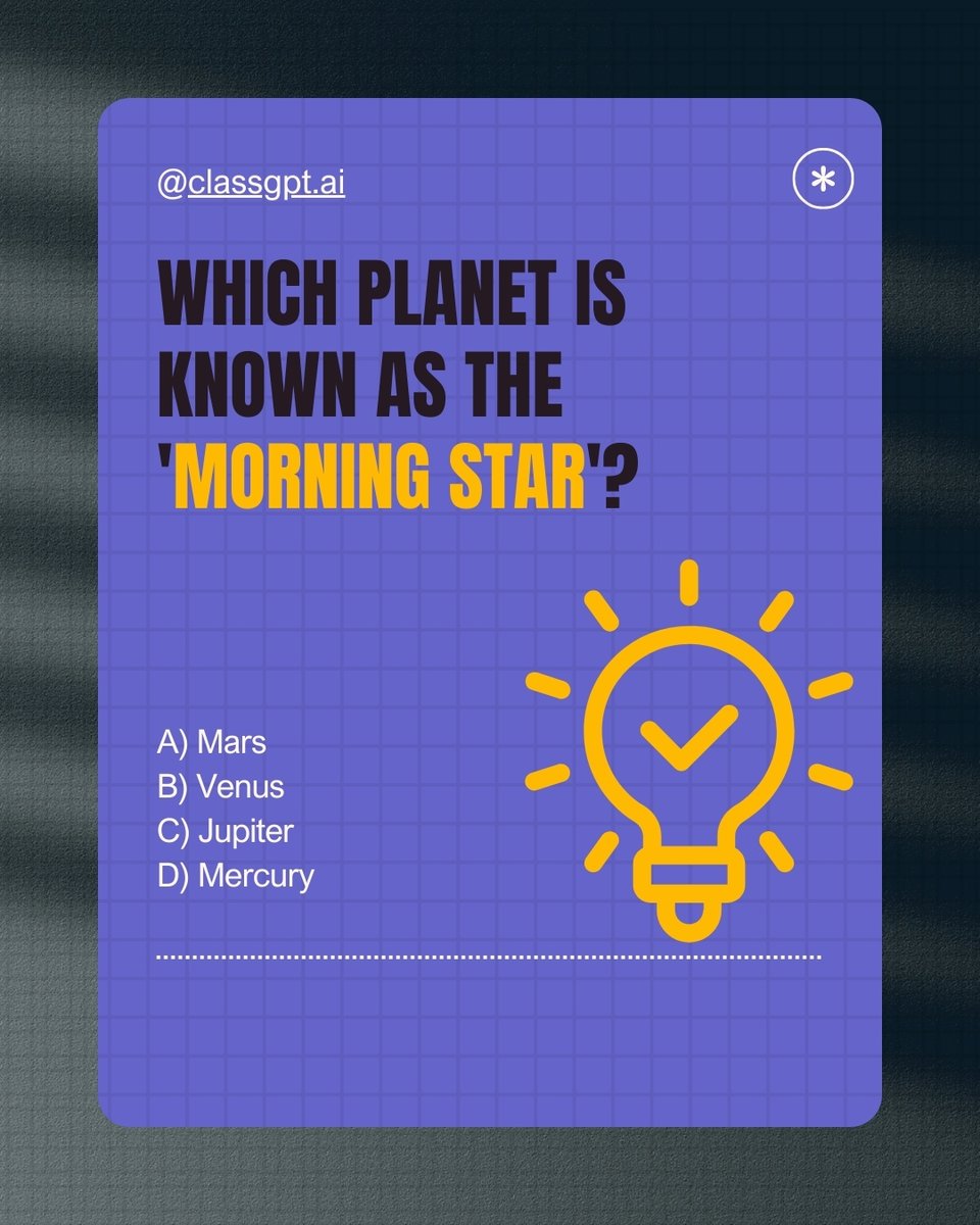 classgpt_ai's tweet image. QUIZ TIME!    

Comment your answers below.      

#GKQuiz #GeneralKnowledge #DailyQuiz #StudySmarter #StudyMotivation #CompetitiveExams #UPSCPrep #StudyWithMe #ExitPoll #StudyGoals #SmartLearning #AIforStudents #ClassGPT #EdTech