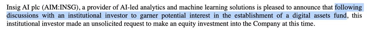 ProAIMTrader's tweet photo. #INSG #InsigAI This part is currently being missed I think by the market.
The implication being that this institution thinks there's so much interest from them/others in a digital asset fund, that they wanted to be involved early to get exposure to the fees of a large AUM pool. https://t.co/VIiDlaZsUH
