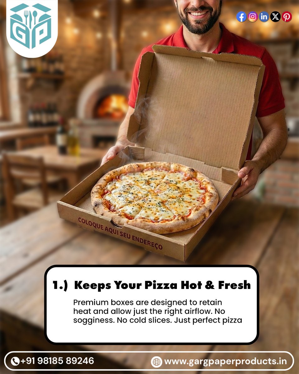gargpaper's tweet image. Why Does Your Pizza Need a Premium Box?
Because great taste deserves great presentation — fresh, secure, and ready to impress from kitchen to customer.

📞 +91 98185 89246
🌐 gargpaperproducts.in

#PremiumPizzaBox #FoodPackagingMatters #FreshAndSecure #EcoFriendlyPackaging
