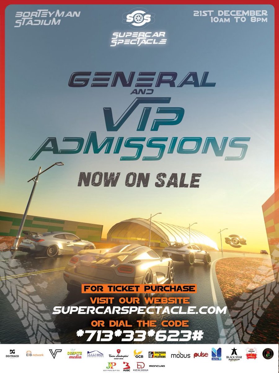 THIS DECEMBER 📆
21st, BORTEYMAN SPORTS COMPLEX 📍
10AM - 8PM 🕰️

SUPERCAR SPECTACLE IS COMING🇬🇭