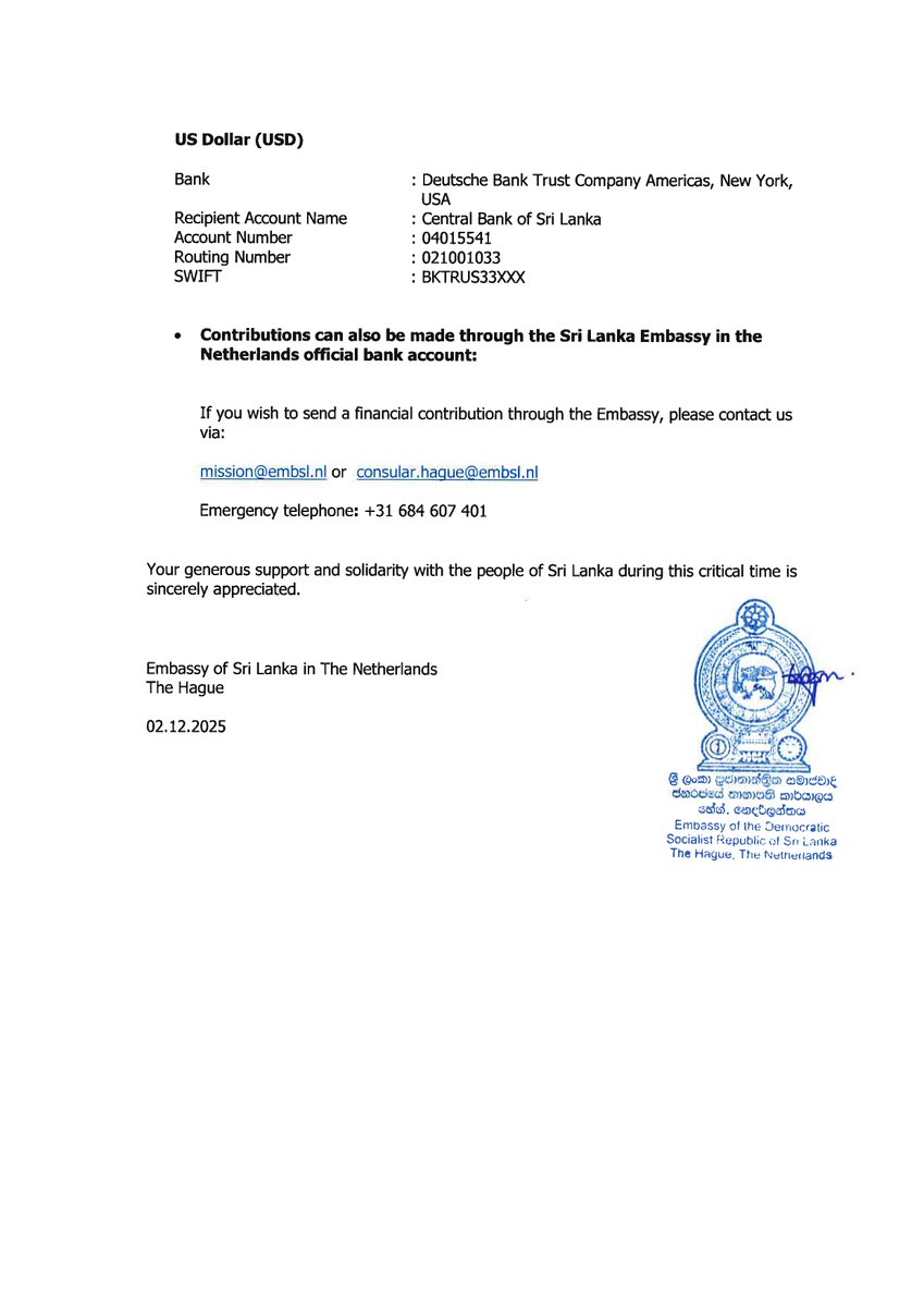 Sri Lanka Embassy, the Netherlands (@slinnetherlands) on Twitter photo 