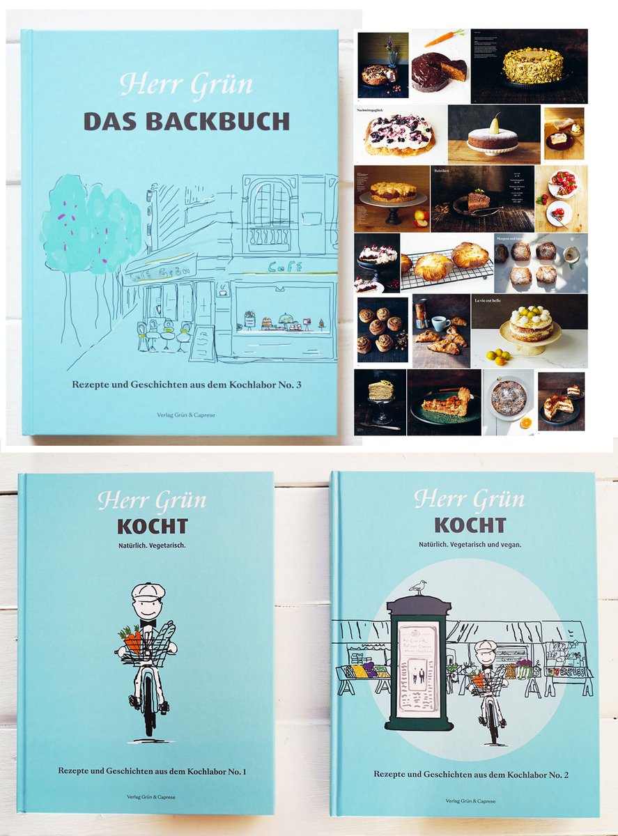 HerrGruenkocht's tweet photo. Die Herr Grün Kochbücher

Drei Bände. Der dritte Band ein Backbuch. 
In allen Büchern typische Herr Grün Rezepte, Geschichten und Illustrationen:-)

Die Bücher im Herr Grün Shop erhältlich oder im Buchhandel.

https://t.co/y2Uo2c1VLV

#Kochbuch #Backbuch #HerrGruenkocht #Bücher https://t.co/MmlSJOtz1u