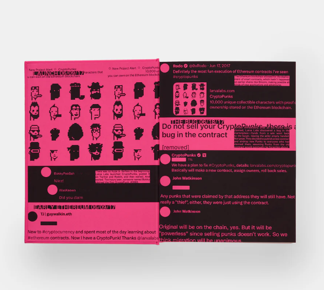 eth_ga's tweet photo. @cryptopunks @phaidonpress @zakgroup @artformgroup_ @MuseumModernArt Hans Ulrich Obrist’s in-depth interview with CryptoPunks creators Matt Hall &amp; John Watkinson. A cult-defining book packed with texts, visual essays, and explorations of web3 and digital culture. The first wave of landmark books on this revolution starts here.📕 https://t.co/k7iVjfFGHL