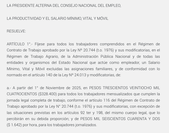 Los empresarios habían ofrecido $4.000 de aumento para el Salario Mínimo. 

Las centrales sindicales entre $190.000 y $414.000

El gobierno definió que sean $6.000 de aumento, pasa de $322.000 a $328.000