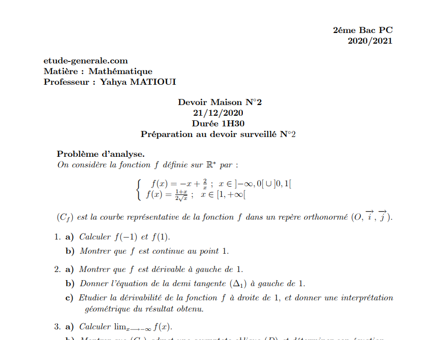 etudegenerale's tweet photo. (2 bac pc et svt)
Devoir de maison sur la dérivation et l'étude des fonctions ✍️
https://t.co/6DoUjx0HwL
#Maths #mathematics #mathématiques #2bac https://t.co/ZEZAPBJJGr