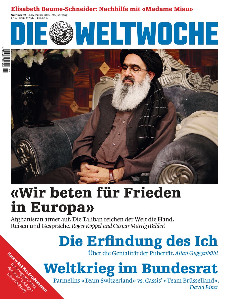 Weltwoche's tweet image. Aktuelle Print-Ausg​abe der Weltwoche: «Wir beten für Frieden in Europa» ++ Die Erfindung des Ich ++ Weltkrieg im Bundesrat

Jetzt lesen auf:
weltwoche.ch/aktuelle-ausga…

Abonnieren Sie jetzt:
weltwoche.ch/abonnemente

#weltwoche #schweiz #frieden #taliban #europa