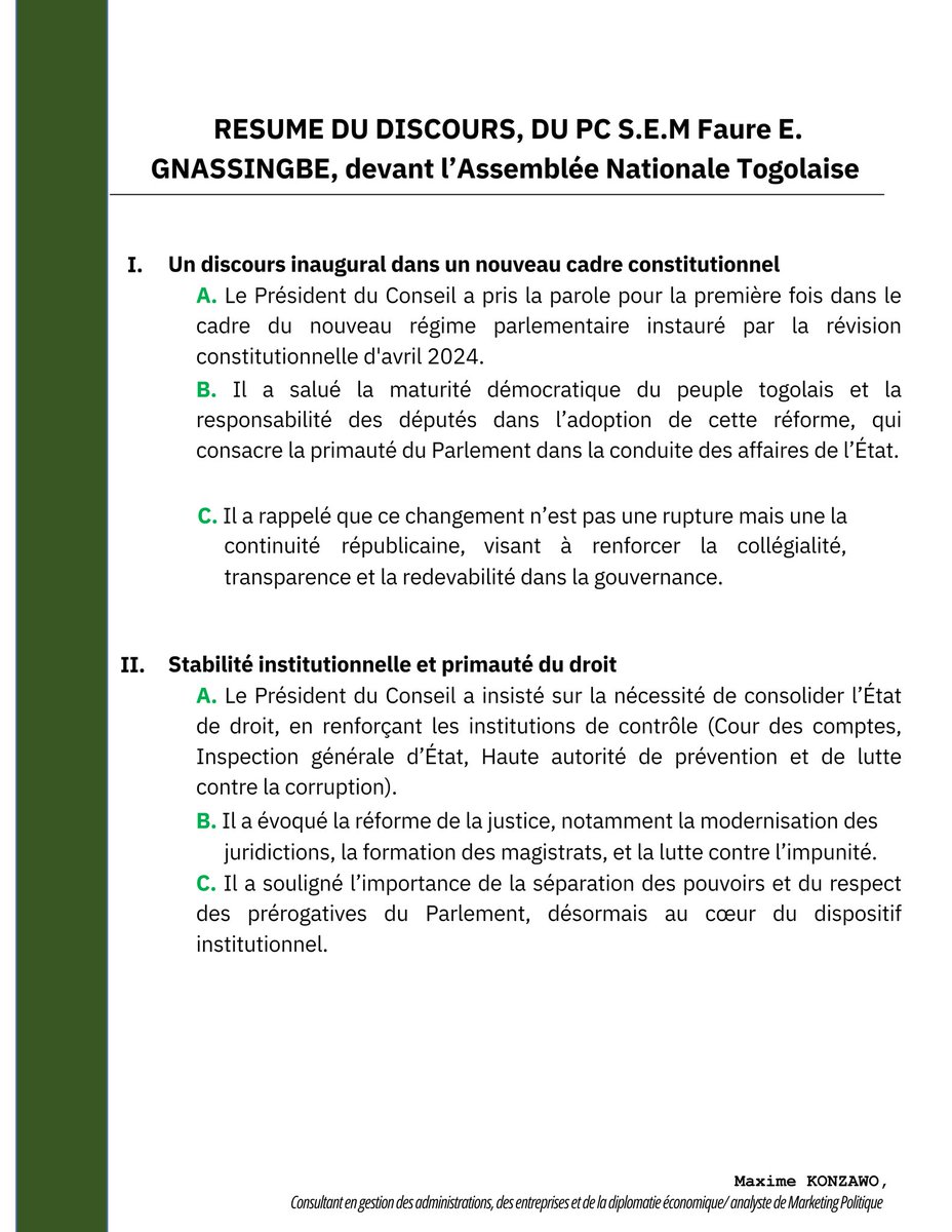 MKonzawo's tweet image. Résumé du discours de SEM Faure GNASSINGBÉ devant le Parlement Togolais. 
#Discours #PCM