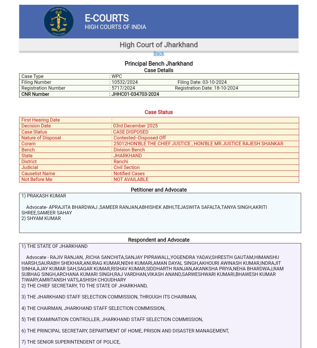 Case Disposed 🤞 ❤️
एक वर्ष का इंतजार अब खत्म हुआ

सत्य की जीत हुई , अब Finally जॉइनिंग 🥰
<a href="/HemantSorenJMM/">Hemant Soren</a> <a href="/yourBabulal/">Babulal Marandi</a>