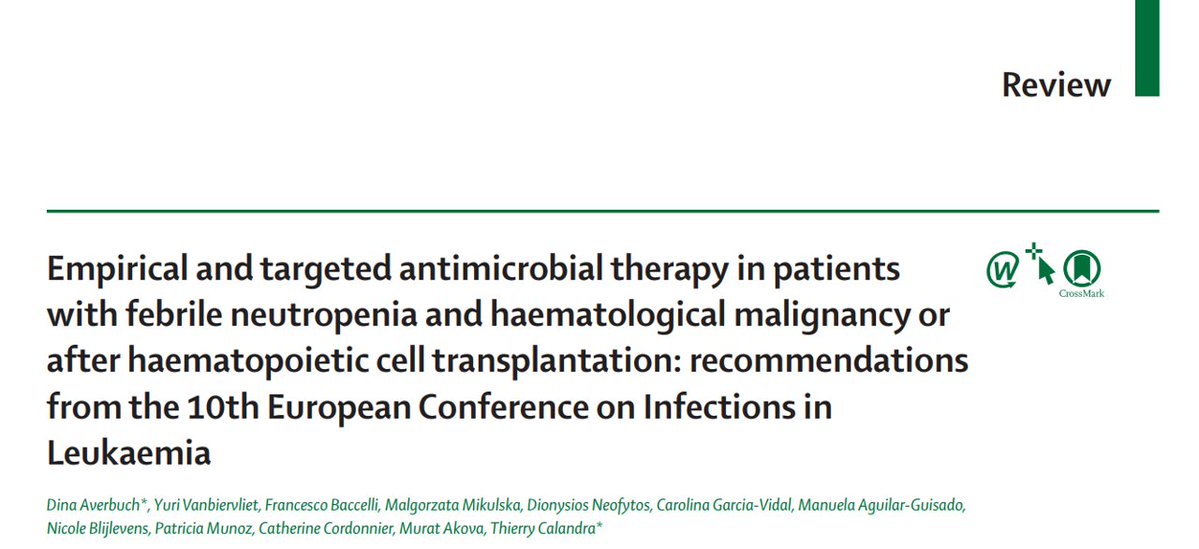 Ya están aquí las recomendaciones de la European Conference on Infections in Leukaemia (ECIL) para el tratamiento antimicrobiano empírico y dirigido en pacientes neutropénicos febriles con neoplasias hematológicas malignas o tras un TPH. thelancet.com/journals/lanin…