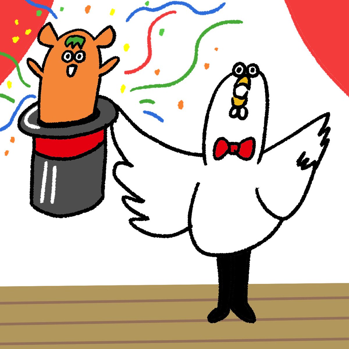 今日は #奇術の日 だよ #奇術 #手品 #マジック #鳩 #メンダコ #イラスト