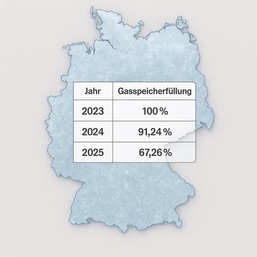 Frieren oder blechen – vor diese Alternative stellt uns die idiotische Energiepolitik der Bundesregierung.

Unsere Gasspeicher sind, Stichtag 1.12., nur zu 67,26 % gefüllt, vor einem Jahr lag der Füllstand bei 91,24 %, im Jahr 2023 sogar bei rund 100 %.

Wenn das Ausland,