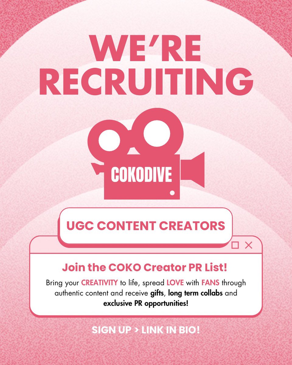 cokodive's tweet image. 🌟JOIN OUR UGC CREATOR PR LIST! 🌟

Have you always wanted to bring your creativity to life, connect with fans on a deeper level and create content around the products you love? Or are you just looking for a new opportunity?! 👀 

From merch to skincare and more, this is your…
