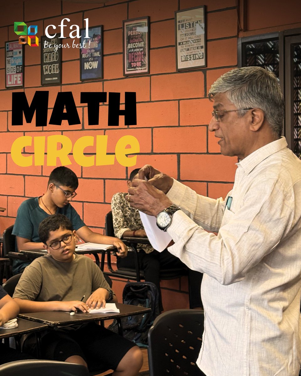 EducationCFAL1's tweet photo. Our Foundation students spent time diving deep into mathematical thinking at the Math Circle Event held on 29.11.2025.The session was led by Dr. A. Raghavendra, whose engaging problems and joyful teaching sparked fresh curiosity in every child.
#MathCircle #FoundationMath#CFAL https://t.co/2uBEKWC8xO