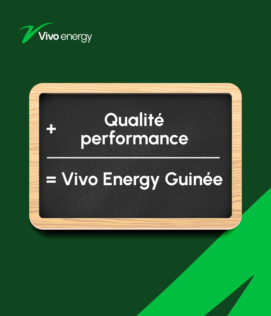 Chez Vivo Energy Guinée, la qualité et la performance ne sont pas de simples mots : c’est notre équation gagnante 💯.
#VivoEnergyGuinée
