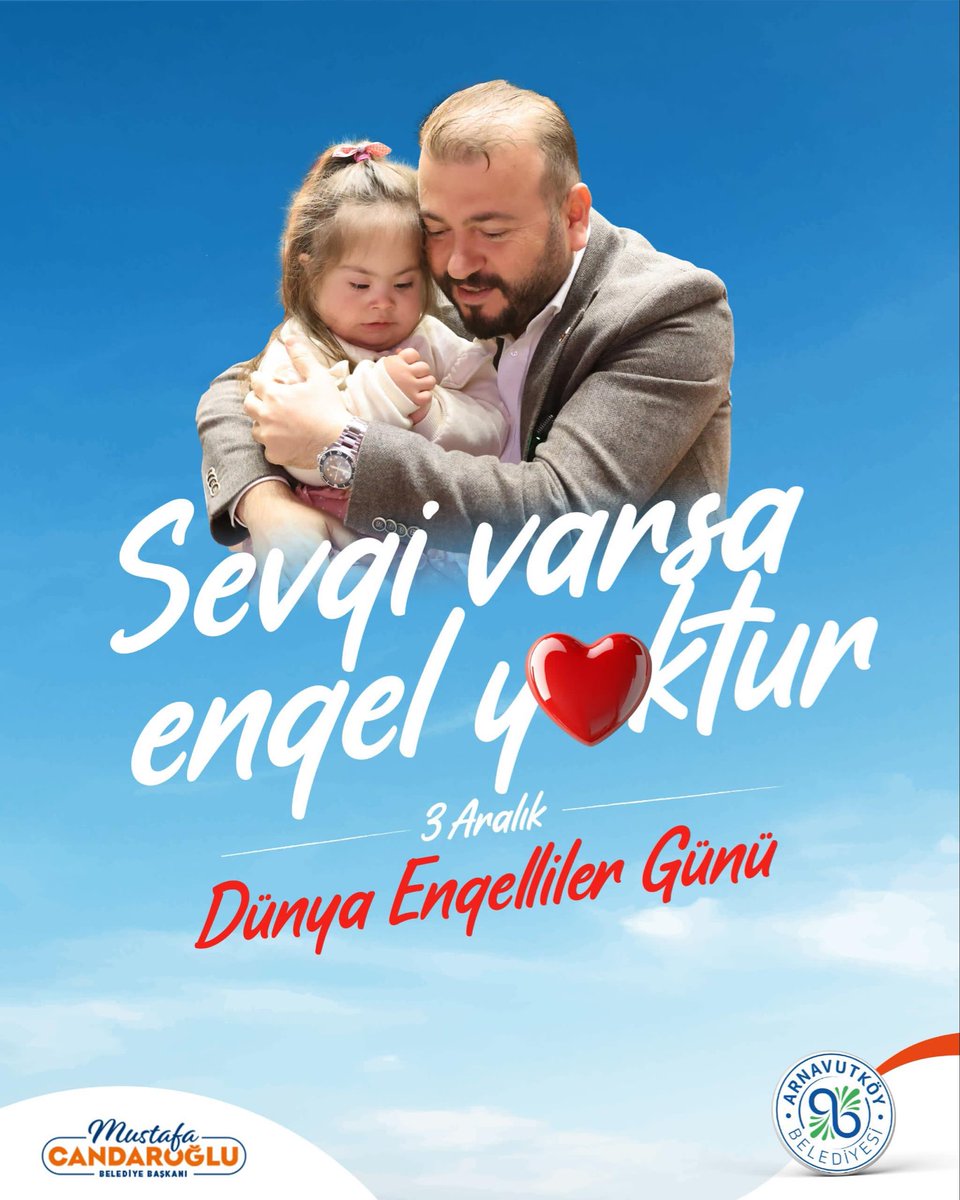 Engelli vatandaşlarımızın hayatın her alanına eşit ve özgürce katılabilmesi hepimizin ortak sorumluluğu.

Arnavutköy’ümüzde tüm engelleri kaldırmak, her adımda yanlarında olmak için çalışıyoruz.

#3AralıkDünyaEngellilerGünü