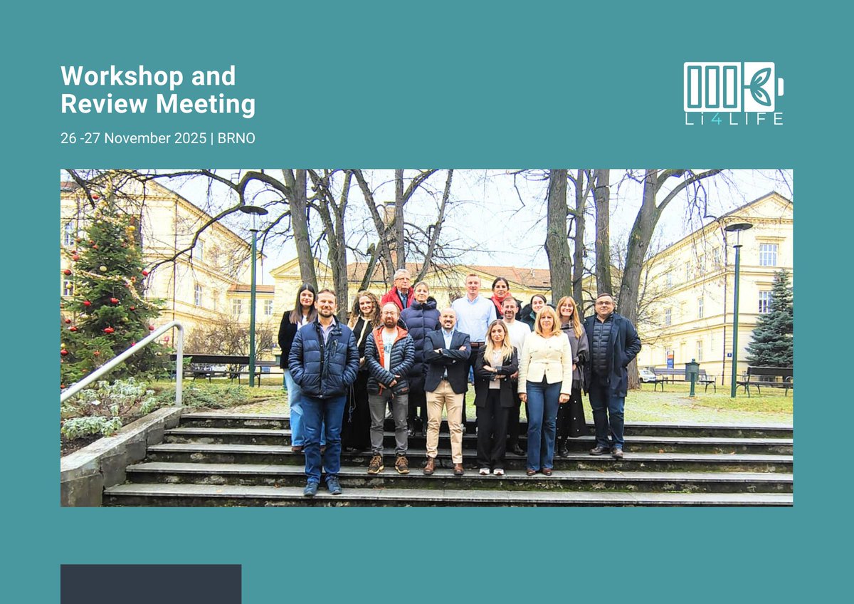 Li4LIFEProject's tweet photo. Two inspiring days for #Li4Life in Brno! 🇨🇿
Lab visits, a workshop on social acceptance in lithium mining and our 1st Review Meeting - productive discussions, great teamwork and clear progress toward a sustainable EU lithium value chain. 🌱🔋
Read more 👉 https://t.co/dUg3daTf0B https://t.co/gscVLMroqx