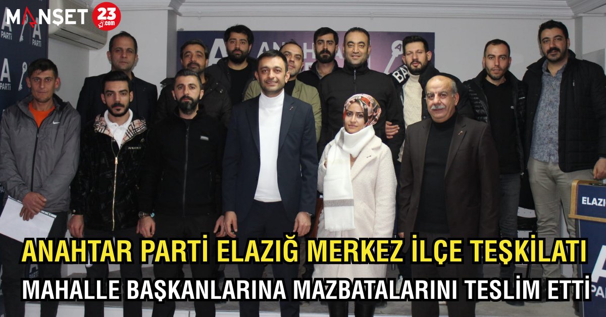 ANAHTAR PARTİ ELAZIĞ MERKEZ İLÇE TEŞKİLATI MAHALLE BAŞKANLARINA MAZBATALARINI TESLİM ETTİ manset23.com/haber/anahtar-…  <a href="/anahtarparti/">Anahtar Parti</a>  <a href="/kursadcoskun/">Kürşat Coşkun</a>