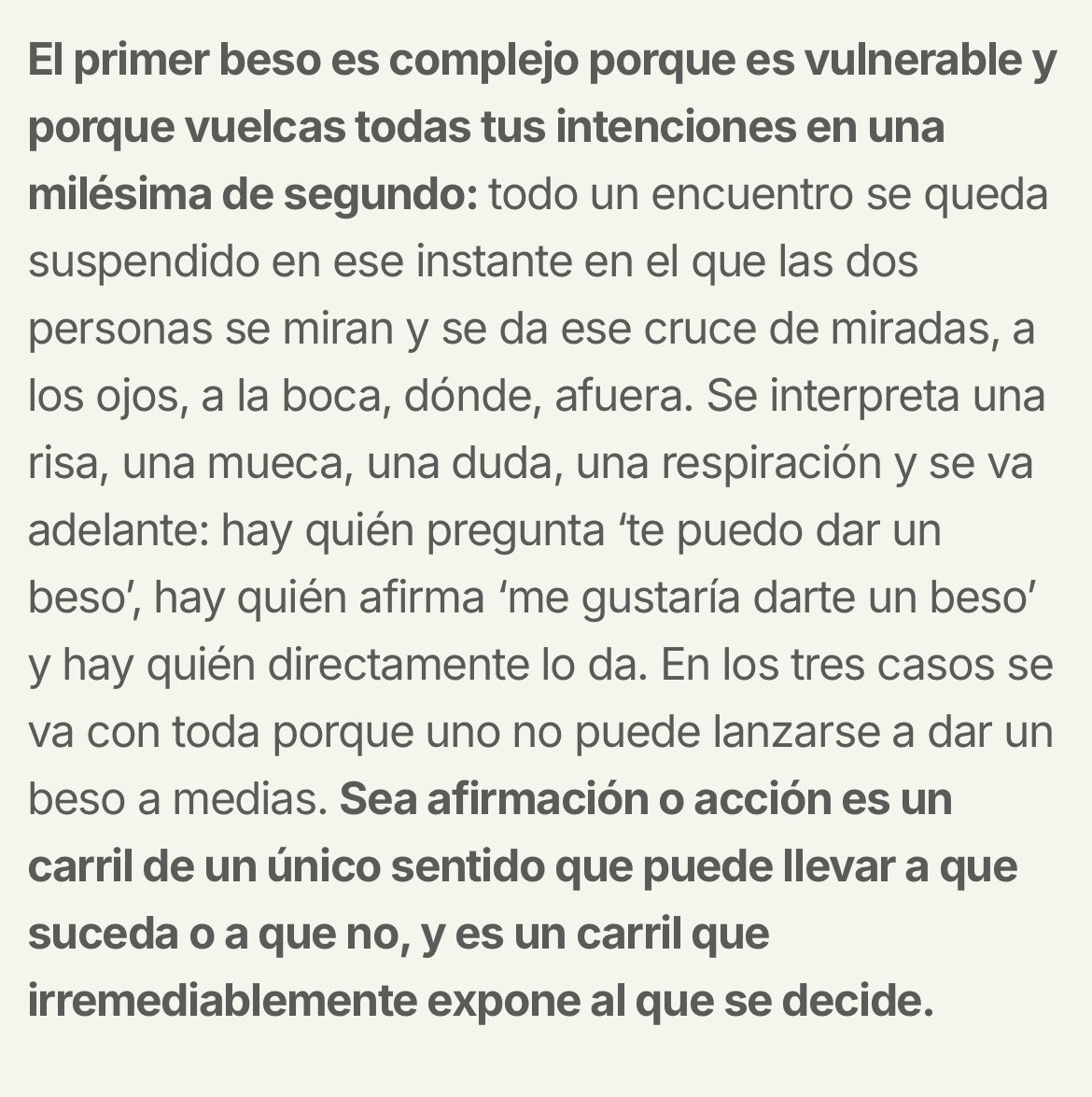 Sobre el primer beso: