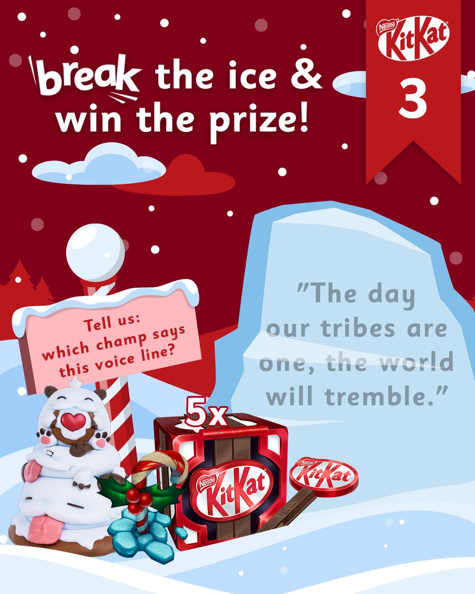 Break the Ice &amp; Win the Prize! - Day 3 ❄️

Today we have some sweet prizes for you to win: 1× Fluft of Poro Figure, 1× Candy Cane Ward Skin, and 5× KitKat Hextech Chests! 👀

To enter: 
➡️ Follow <a href="/KITKATGaming/">KITKAT Gaming 🎮</a> 
➡️ Like, repost and comment the correct answer!