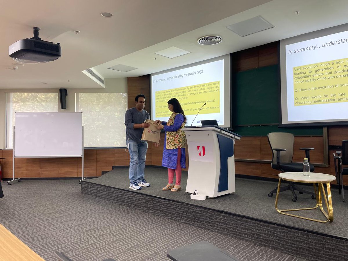 CLS4MU's tweet photo. We hosted Prof. Sharmistha Banerjee, Department of Biochemistry, School of Life Sciences, University of Hyderabad, for an engaging titled “Decoding HIV’s Cellular Strategies: Why Some Cells Fight Back While Others Surrender” on 26th November 2025. @MahindraUni https://t.co/QBA3GX2YpL