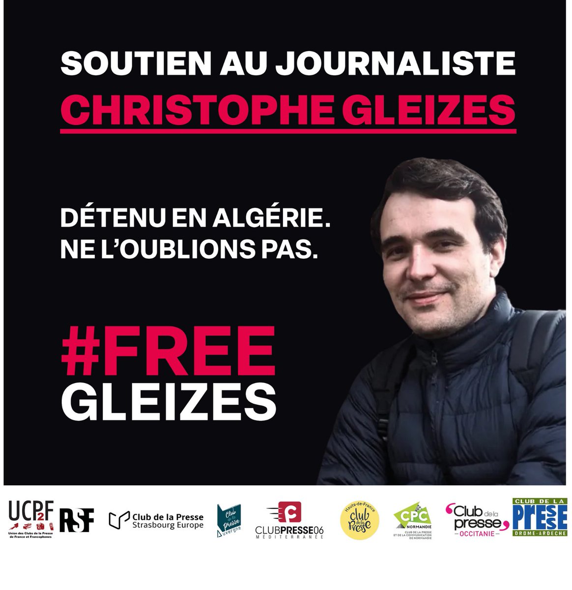 Le procès en appel du journaliste français <a href="/ChrGleizes/">christophegleizes</a>, détenu depuis plus de cinq mois à Tizi Ouzou, s’ouvre ce 3 décembre.
Plusieurs Clubs de la presse en France ont uni leurs voix pour lui apporter un soutien sans réserve et réclamer sa relaxe dans les plus brefs délais.