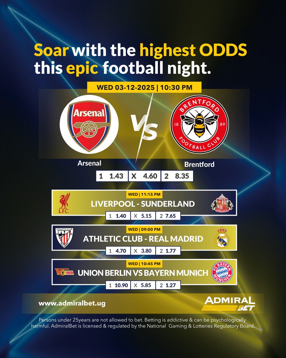 Arsenal will look to extend their lead at the top as Manchester City have closed the gap to just two points. For Liverpool and Arne Slot, a much-needed win against Sunderland is crucial to build on their victory over West Ham.
Back these fixtures and many more with Admiral this