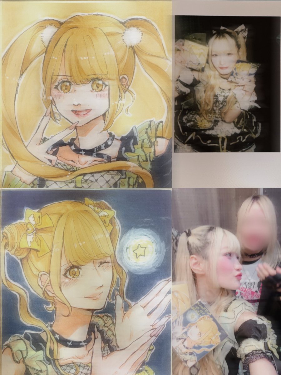 とあるインフルエンサーの書いた色紙絵 うたちゃんぎゃるｻﾝﾁｰﾑ おめでとうの日〜！！！🥳🥳🥳 色紙は2枚書いて