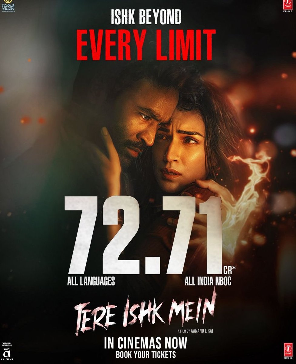 tanweer_l's tweet photo. #TereIshkMein Tuesday ko phir se dhamaka.
Double digits, strong buzz aur 5 din ka total lagbhag ₹70 cr.
100 cr club clearly on the way. 🔥📈
#TereIshkMein #Dhanush #BoxOffice #SmashingTuesday #Bollywood #HitMachine #KritiSanon https://t.co/sV4EJmlTIH