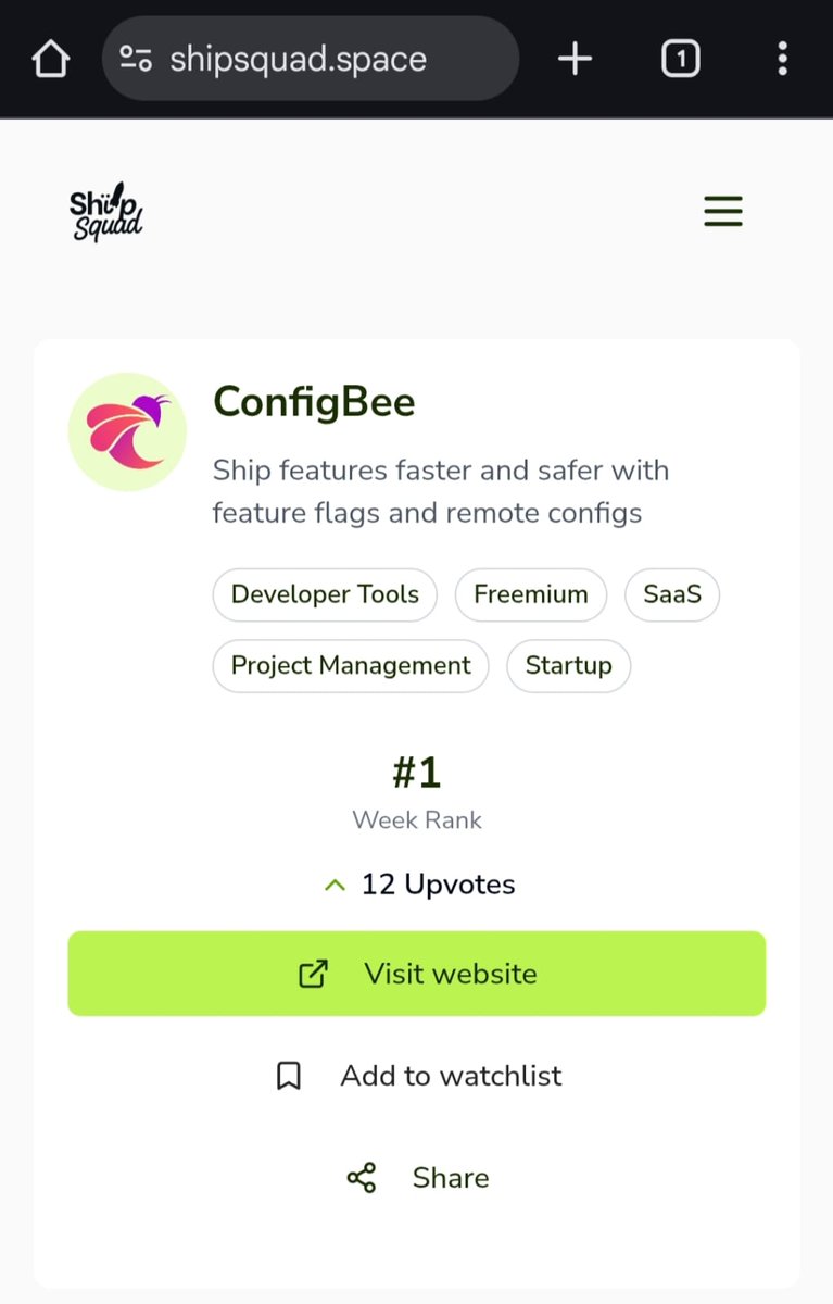 configbee's tweet photo. 🔥 @configbee is the #1 Product of the Day &amp; Week + top upvoted product EVER on https://t.co/NVc3hrrrlC! 🚀
The go-to platform for feature flag management, dynamic configs. Trusted by SaaS devs for safe feature releases and real-time control.

#FeatureFlags #SaaS #DevOps https://t.co/ACeSLgZZka