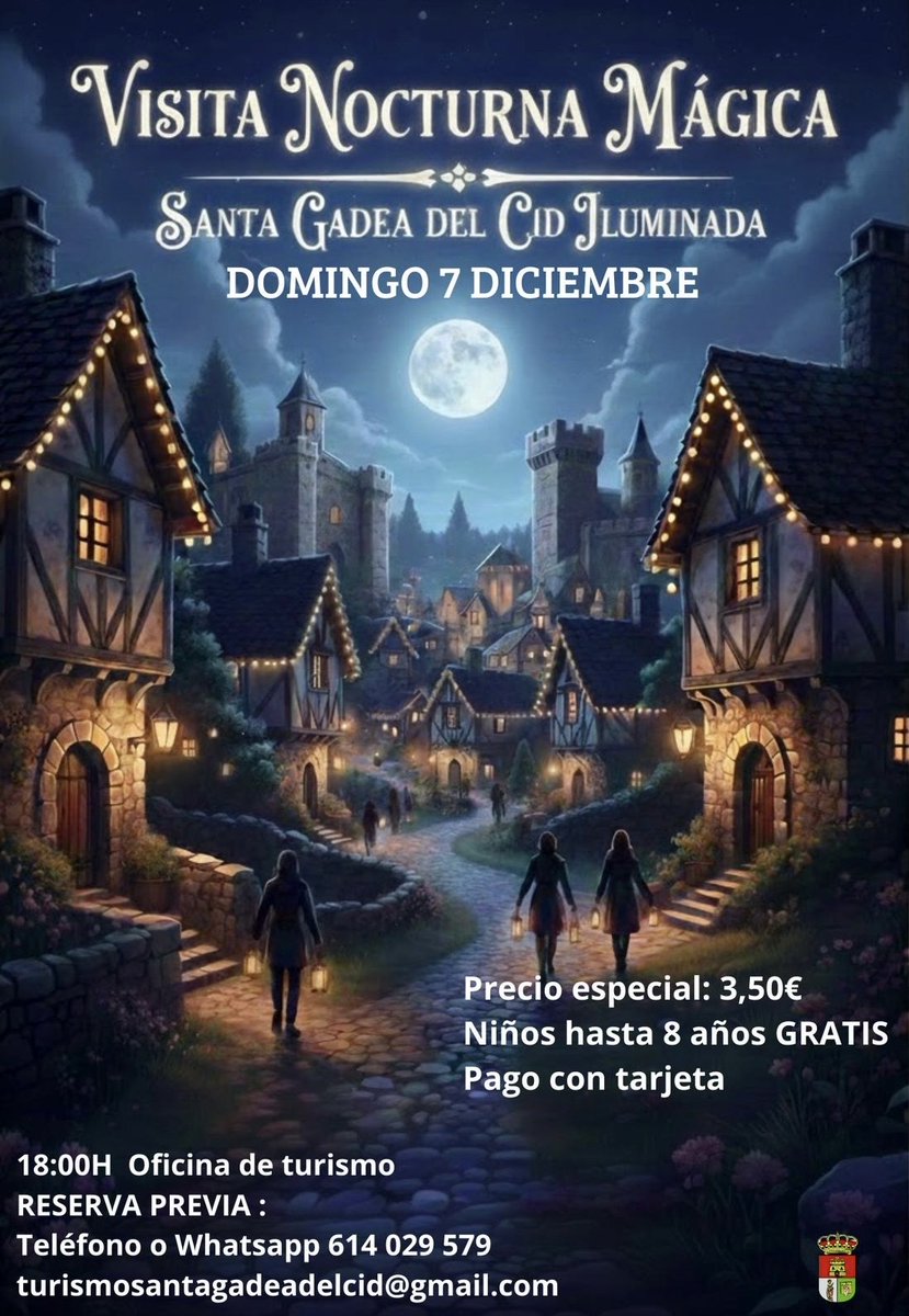 ✨ VISITA NOCTURNA MÁGICA ✨

¿Te imaginas Santa Gadea del Cid bajo la luz de la luna? 🌕

Descubre nuestras calles, el castillo y el corazón de la villa en una experiencia totalmente diferente, envuelta en un ambiente de cuento e iluminación especial.