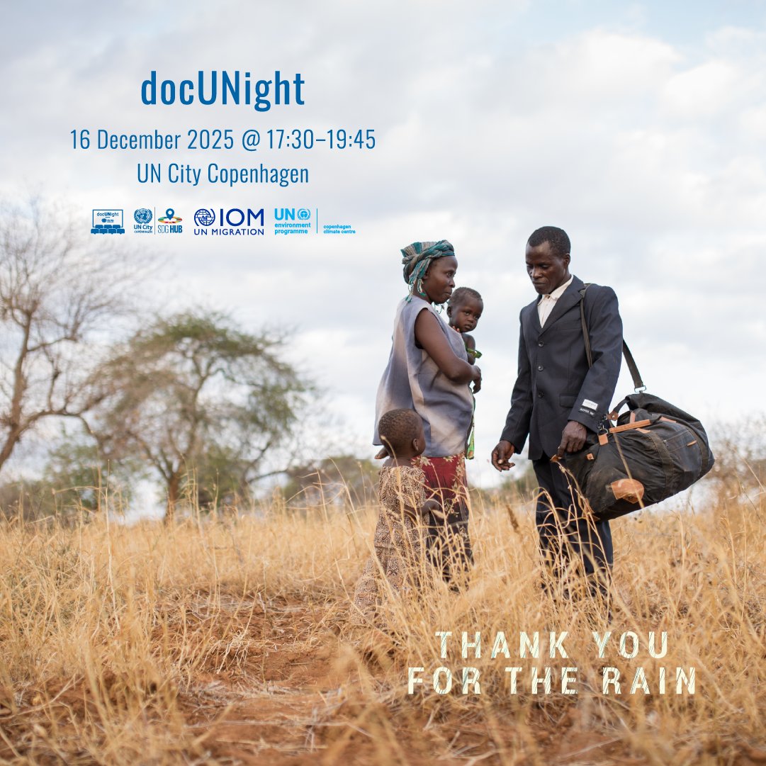 UNCityCPH's tweet photo. With rising heat, drought & heavy rain, how do farmers stay resilient & how does this impact #migration?
🎬Join us for a #docUNight screening of the award-winning #ThankYouForTheRain & discussion with the filmmakers, @IOMDenmark & @UNEPCCC.
✅Free tickets https://t.co/c3YjhJIf0g https://t.co/FP81mMhWiN