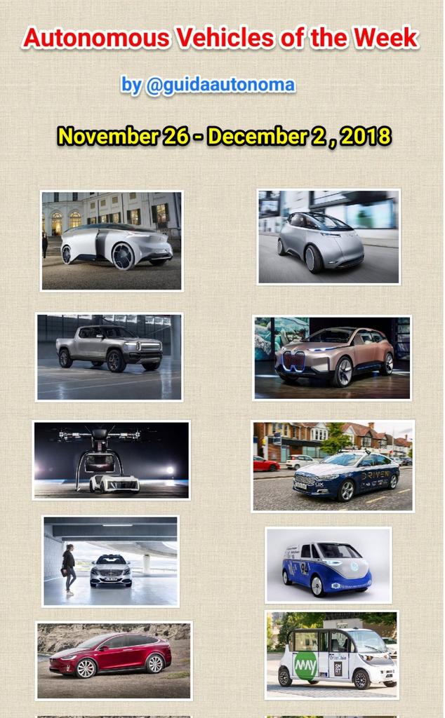 guidaautonoma's tweet image. #AutonomousVehicles of the Week 
7️⃣ years ago‼️
November 26- December 2,2018
🚗🚚🚌🚕

@AkwyZ @GlenGilmore 
@FishEyeBoxIndia @ProcurementStar @Procurement2030 @SupplyChain2030
@arikring @Nicochan33
@sonu_monika @Khulood_Almani @enricomolinari
#SelfDrivingCars #SmartCity #Robotaxi