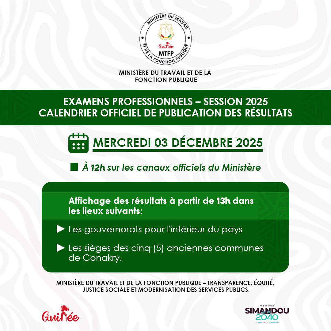 𝐄𝐱𝐚𝐦𝐞𝐧𝐬 𝐏𝐫𝐨𝐟𝐞𝐬𝐬𝐢𝐨𝐧𝐧𝐞𝐥𝐬 – 𝐒𝐞𝐬𝐬𝐢𝐨𝐧 𝟐𝟎𝟐𝟓

𝐕𝐞𝐮𝐢𝐥𝐥𝐞𝐳 𝐝𝐞́𝐜𝐨𝐮𝐯𝐫𝐢𝐫 𝐜𝐢-𝐝𝐞𝐬𝐬𝐨𝐮𝐬 𝐥𝐞 𝐜𝐚𝐥𝐞𝐧𝐝𝐫𝐢𝐞𝐫 𝐨𝐟𝐟𝐢𝐜𝐢𝐞𝐥 𝐝𝐞 𝐩𝐮𝐛𝐥𝐢𝐜𝐚𝐭𝐢𝐨𝐧 𝐝𝐞𝐬 𝐫𝐞́𝐬𝐮𝐥𝐭𝐚𝐭𝐬.