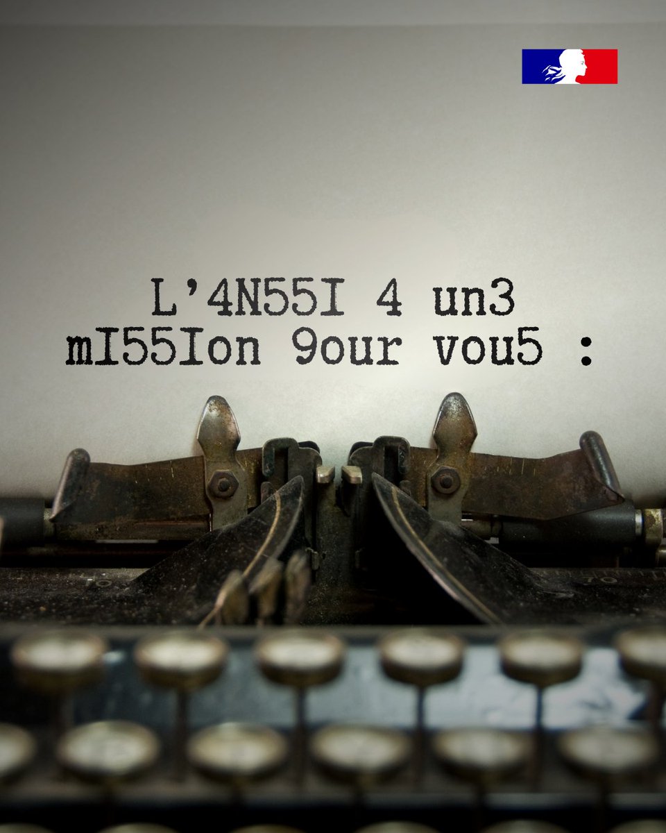 ANSSI_FR's tweet image. 📜 L’4N551 4 un3 m1551on 9our vou5.

S1 vou5 l’4cc3973z, vou5 s3r3z 4m3n3 4 :
*53rv1r l’1nt3r37 g3n3r4l 37 9ro73g3r l4 N471on f4c3 4 l4 m3n4c3 cy83r ;
*1nc4rn3r l’3xc3ll3nc3 fr4nç4153 3n m4713r3 d3 cy83rd3f3n53. 
 
9our 7rouv3r vo7r3 m1551on :
🔗welcometothejungle.com/fr/companies/a…