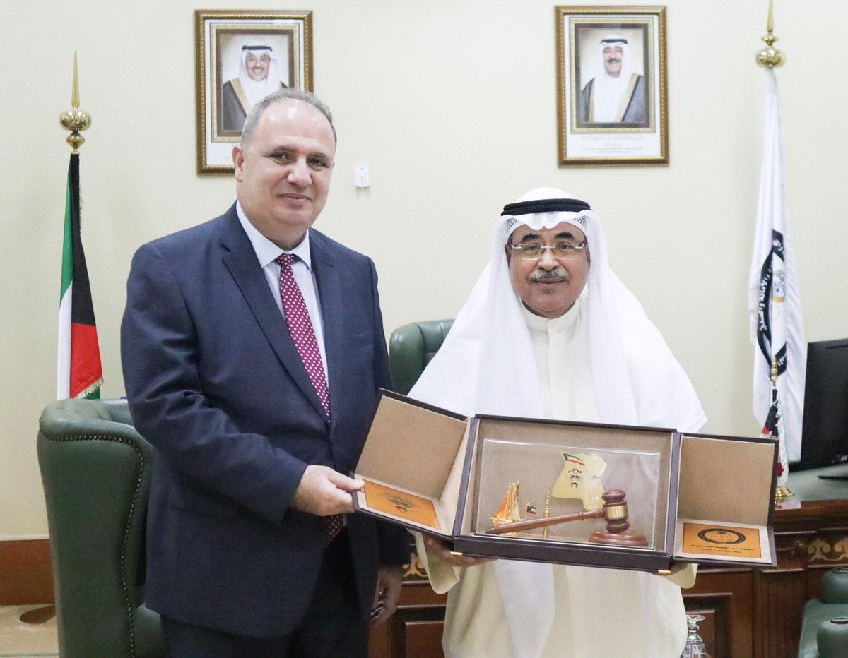 AzEmbKuwait's tweet image. During the meeting with the Head of the Constitutional Court of the State of #Kuwait , Counselor Adel Al-Bahou, Ambassador Emil Karimov discussed various aspects of the bilateral relations.