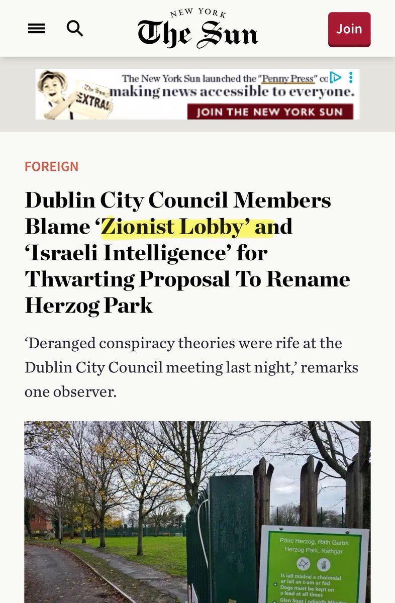 Article in The New York Sun.