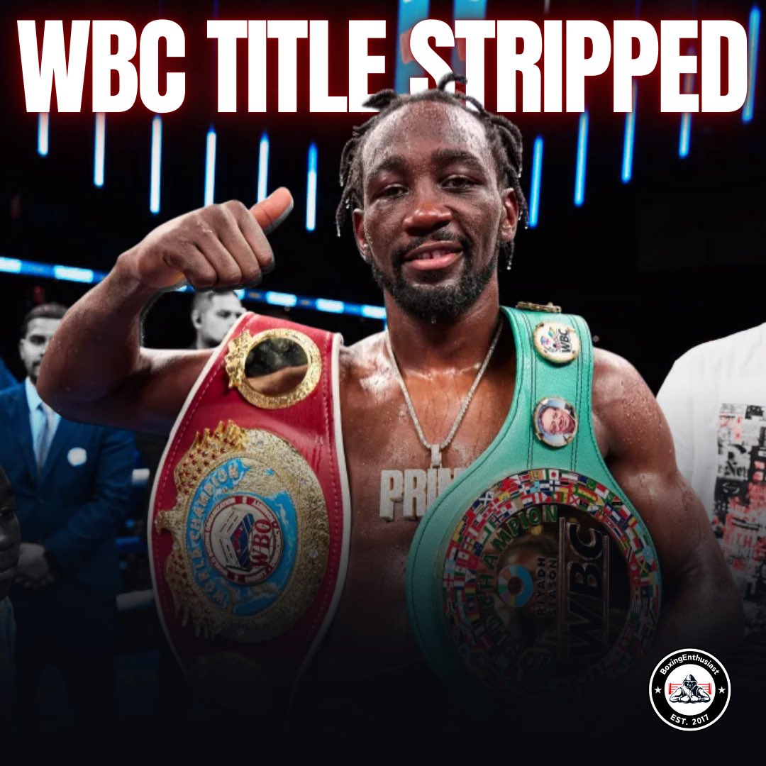 🚨 Terence Crawford has been stripped of his WBC super-middleweight championship.

Mauricio Sulaiman said Crawford did not pay sanctioning fees for his last two fights and had not communicated with the WBC since September.

Hamzah Sheeraz has been ordered to face Christian Mbilli