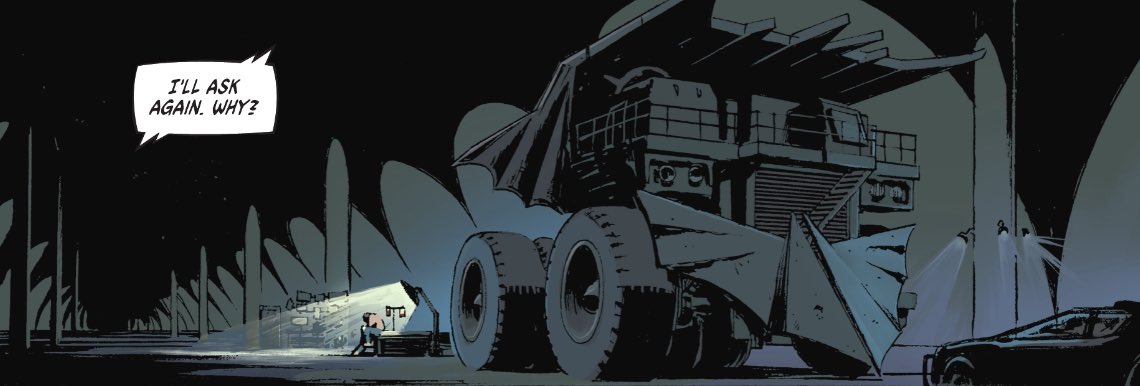 “Don’t touch anything.”

Batman stepped off the Batmobile before removing his mask off.