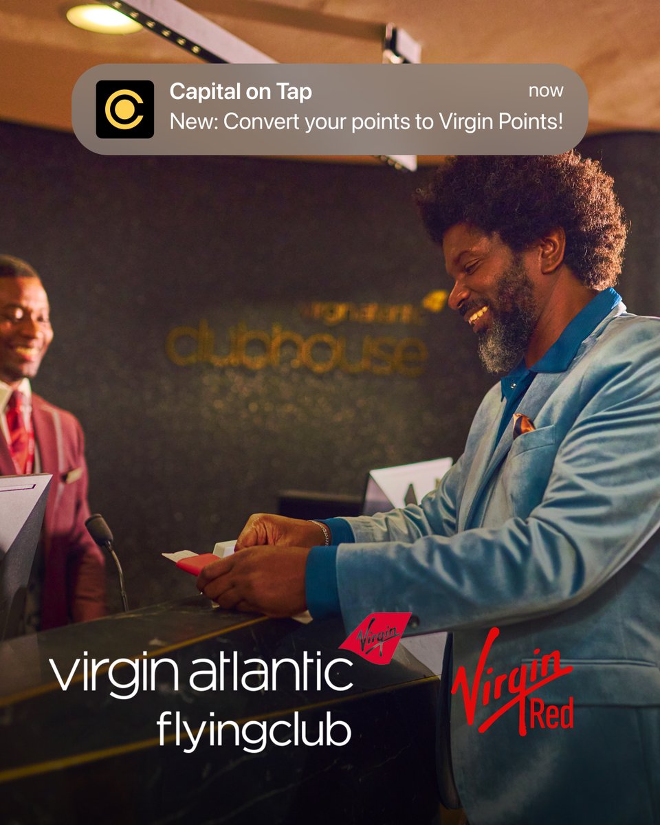 Your travel rewards just got even more exciting. ✈️ 
Convert your Capital on Tap points into Virgin Points and enjoy flights, upgrades, hotel stays, and more. 
✅Pro: 1 point = 1 Virgin Points 
✅Free: 10 points = 8 Virgin Points 
ow.ly/QYkR50XzY2r  
(Capital on Tap UK)