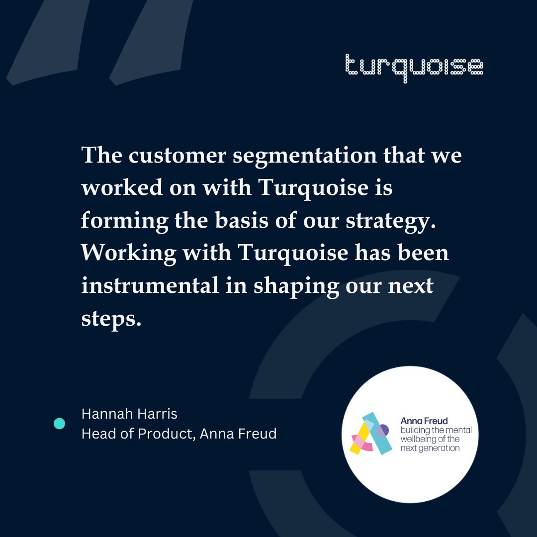 ThinkTurquoise's tweet image. We recently worked with @annafreuduk to inform the development of a new membership offer for mental health professionals. 

Full case study coming soon...

Thank you to Hannah for your testimonial 😀 

#mentalhealth #charity #marketsegmentation #marketresearch