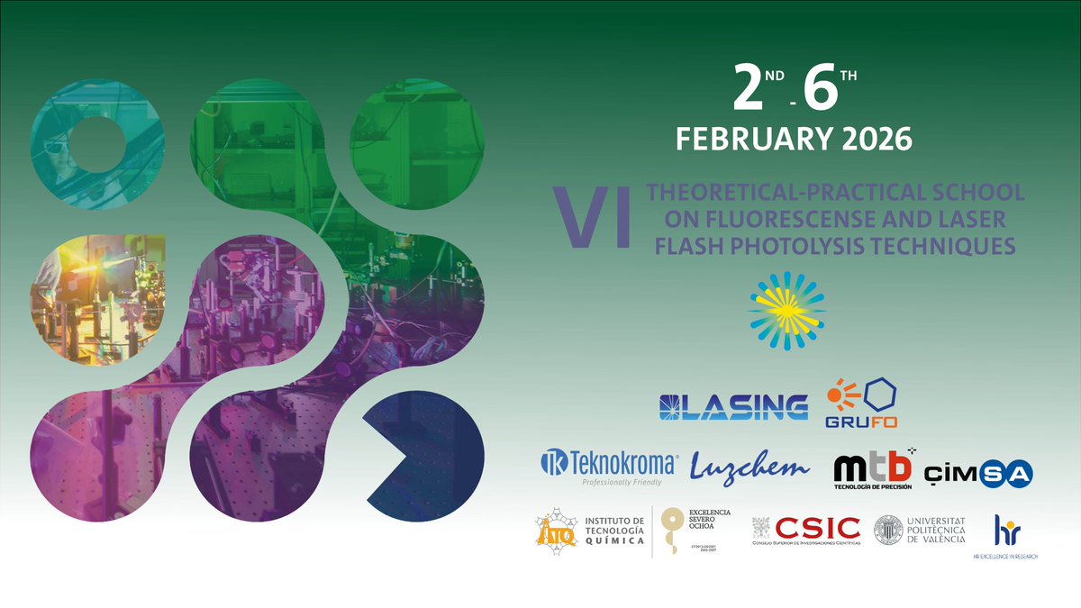 ITQ_UPVCSIC's tweet image. 🔬 Regresa una nueva edición de la Theoretical-Practical School on Fluorescence and Laser Flash Photolysis Techniques

El periodo de inscripción ya está abierto hasta completar las 18 plazas disponibles

📅 2 - 6 febrero 2026

📝 Más información y registro itq.upv-csic.es/noticia/vi-the…
