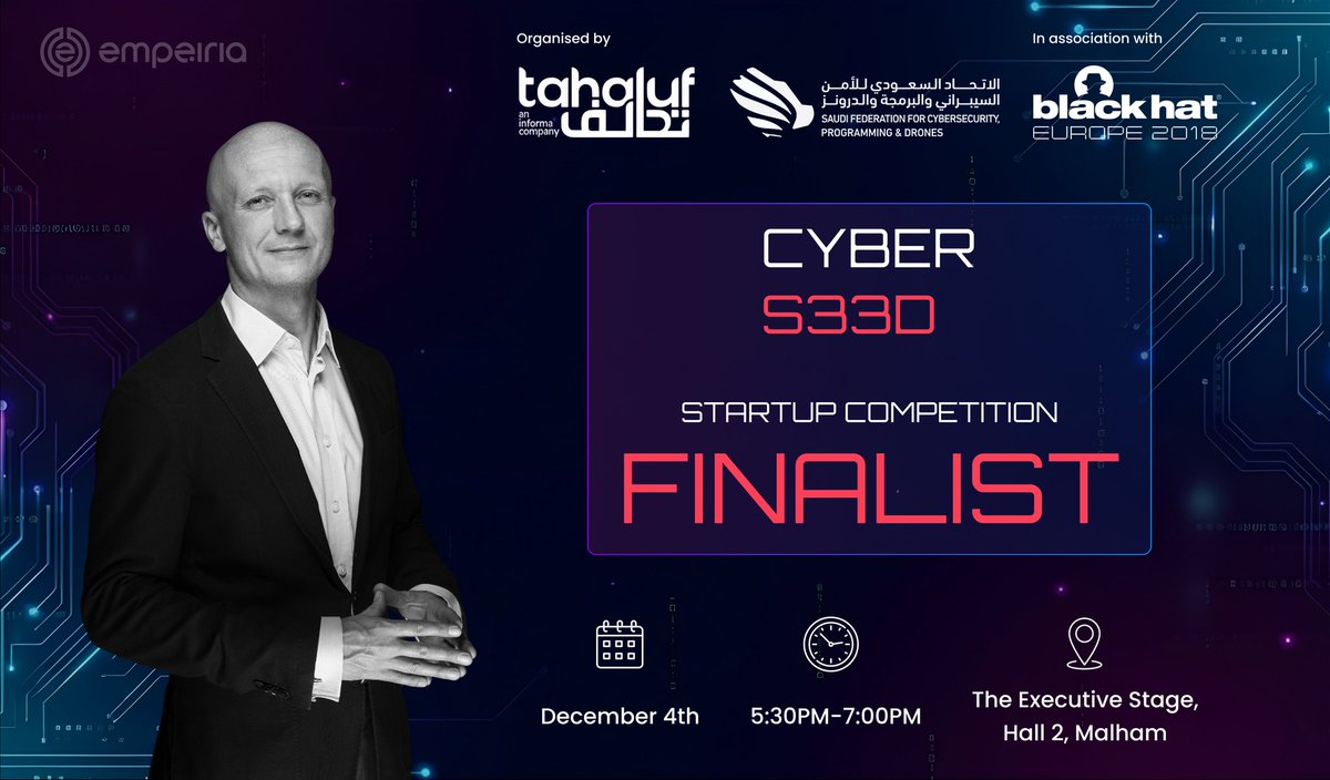 empe_io's tweet photo. We are honored to stand among the top 10 startups chosen to define the next wave of innovation. 
Join our CEO at the Executive Stage on December 4th at 5.30PM for the dialogue about the infrastructure of the new economy. 
#BlackHatMEA #DigitalTrust #AI #Riyadh 
@Blackhatmea
@BlackHatEvents