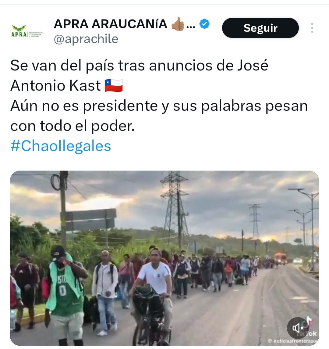 PiensaPrensa's tweet image. Grupo fascista de @aprachile publica en su cuenta de X otra mentira más.
@aprachile engaña a los chilenos publicando vídeo de migrantes ingresando a México e informando que se van de Chile tras los anuncios de José Kast (@joseantoniokast).
Chileno que no te engañen y vota…