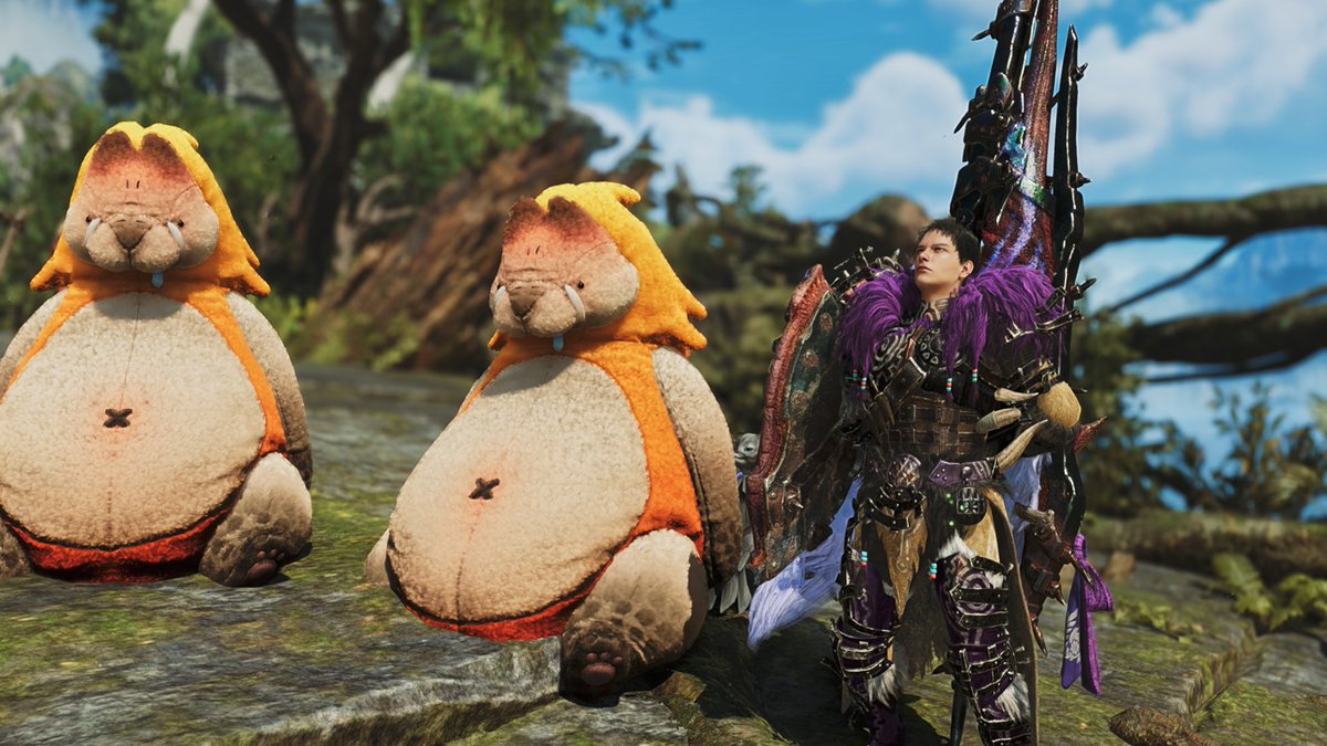 Tech_Lancer's tweet image. ドシャグマ防具こんなカッコ良かったっけ？

って思って重ね着(紫着色)で一式着てみた。

...ええやん😇