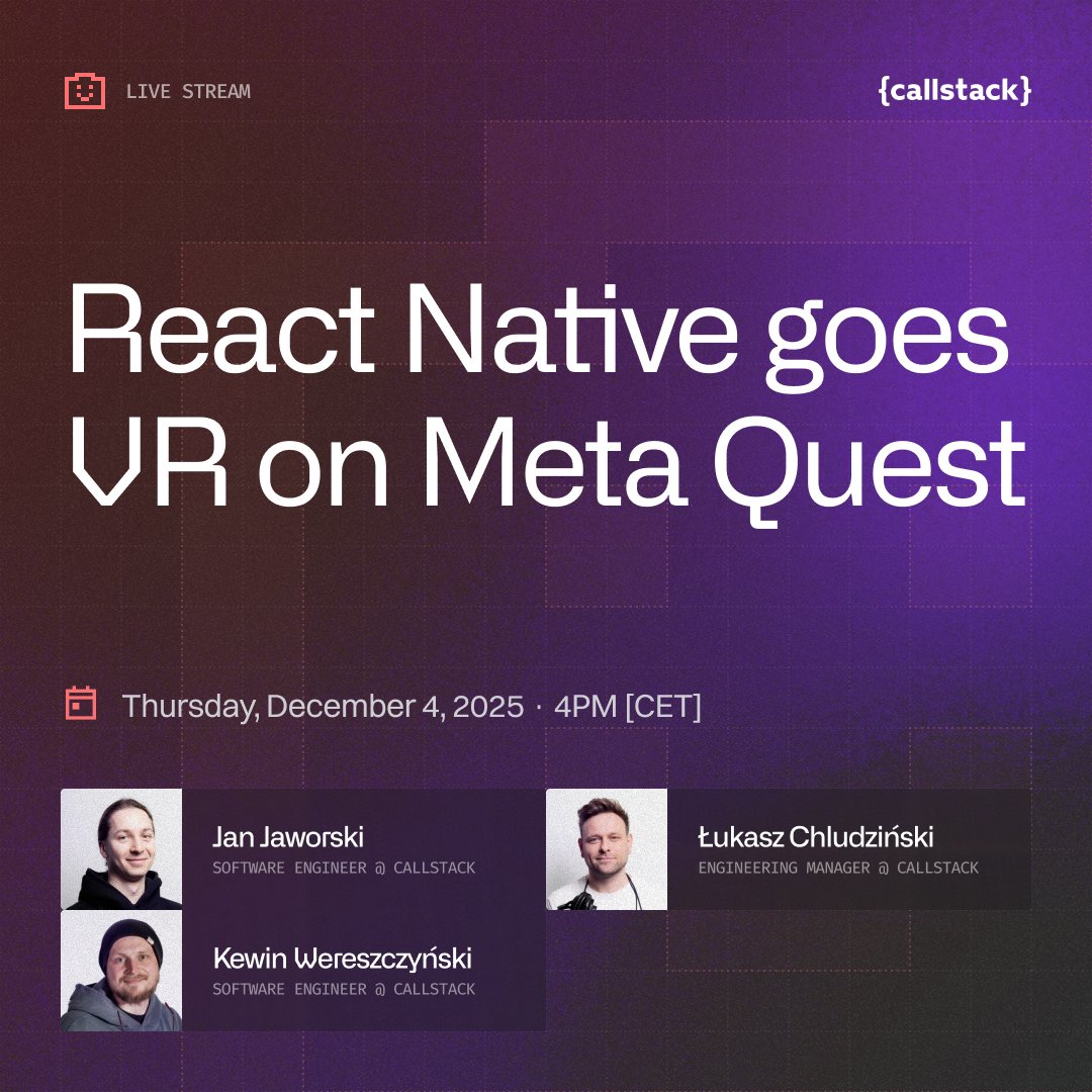 lukasz_app's tweet image. Meta Quest + React Native + live-coding inside the headset. This is going to be fun.
Join me @jaworek3211 and @Q1w1N  tomorrow at 4 PM CET as we walk through the full Quest dev workflow: clstk.com/48bAtgK